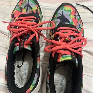 ASICS Multicolor Patterned Sneakers with Red Accents